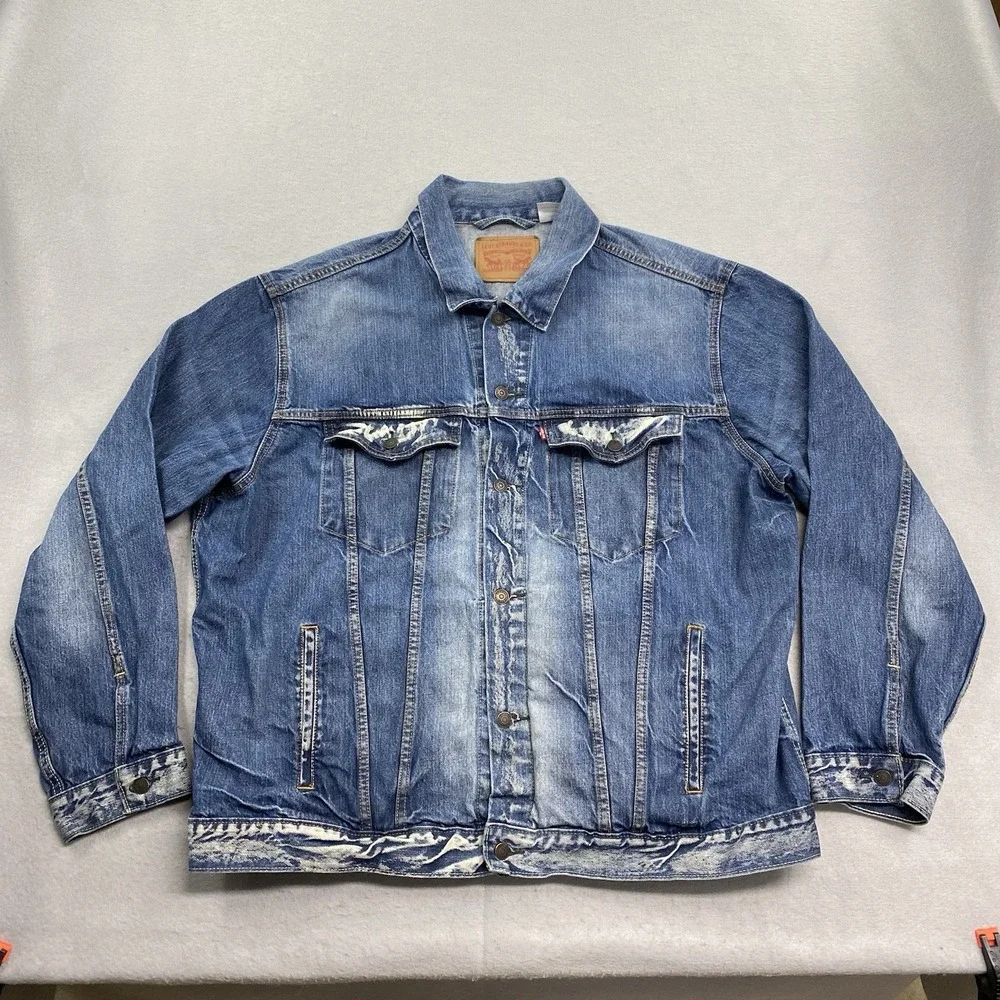 Levis Jacket Mens XXXL Blue Denim Trucker Type 3 Faded Acid